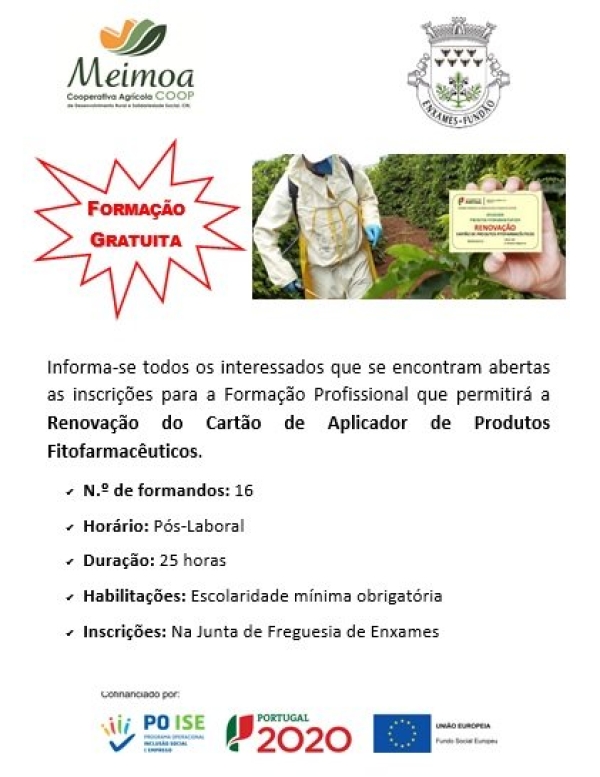 FORMAÇÃO PROFISSIONAL PARA RENOVAÇÃO DO CARTÃO DE APLICADOR DE PRODUTOS FITOFARMACÊUTICOS  |  25  HORAS