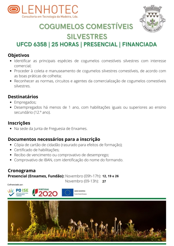FORMAÇÃO | COGUMELOS COMESTÍVEIS SILVESTRES (Financiada)