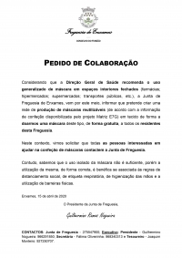 PEDIDO DE COLABORAÇÃO | CONFEÇÃO DE MÁSCARAS REUTILIZÁVEIS