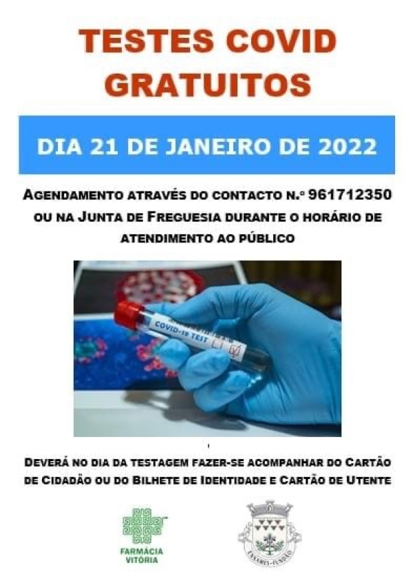 RASTREIO GRATUITO | TESTAGEM COVID | 21 DE JANEIRO 2022
